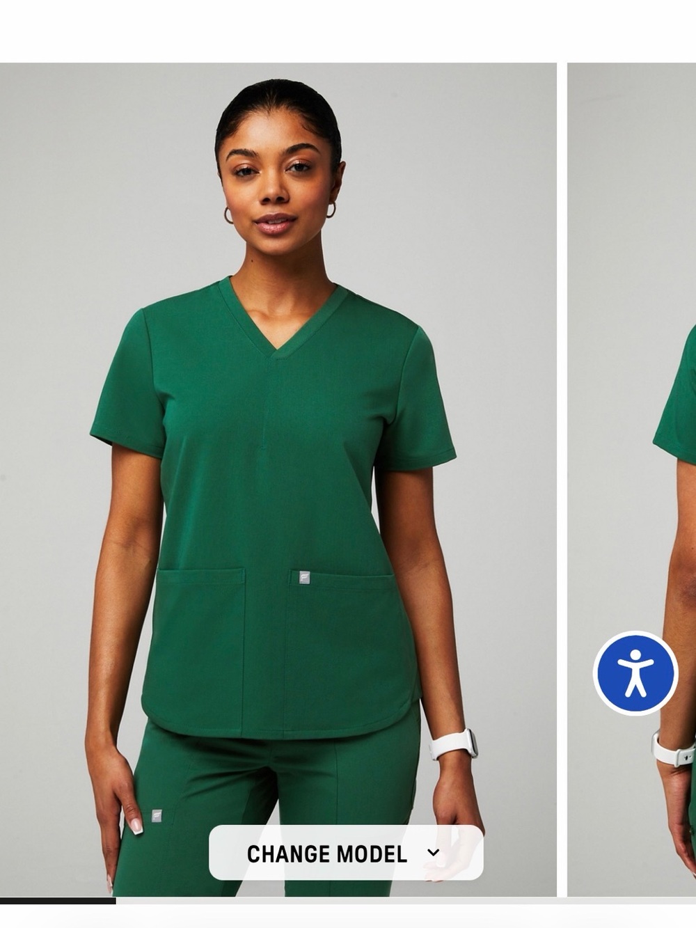 Fabletics Women’s Dark Green Straight-Leg Scrub Pants and Scrub Top Set - Picture 4 of 4